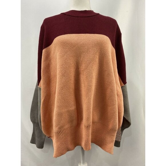 NWT Free People Easy Street Color Block Sweater Size Small Women  Peach Combo - Picture 2 of 9